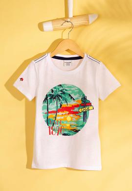 Çocuk Beyaz Bisiklet Yaka Tişört - 50199134045