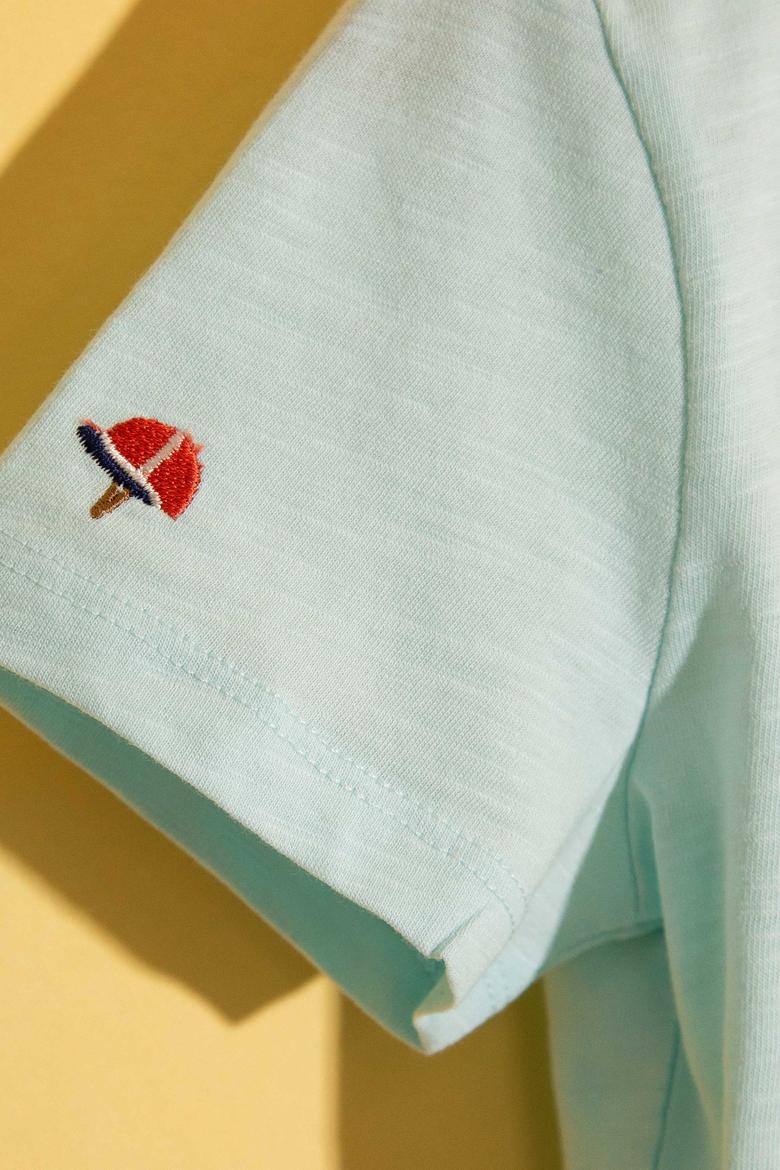 Çocuk Yeşil Bisiklet Yaka Tişört - 50199136056