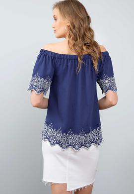 Kadın Lacivert Kısa Kollu Gömlek - 50199147002