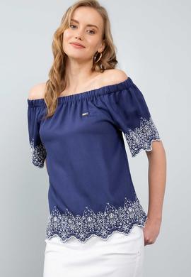 Kadın Lacivert Kısa Kollu Gömlek - 50199147002