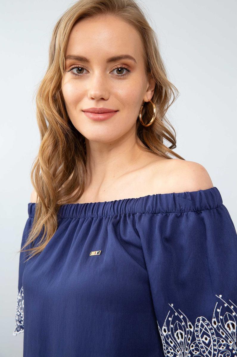 Kadın Lacivert Kısa Kollu Gömlek