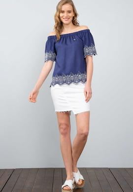 Kadın Lacivert Kısa Kollu Gömlek - 50199147002