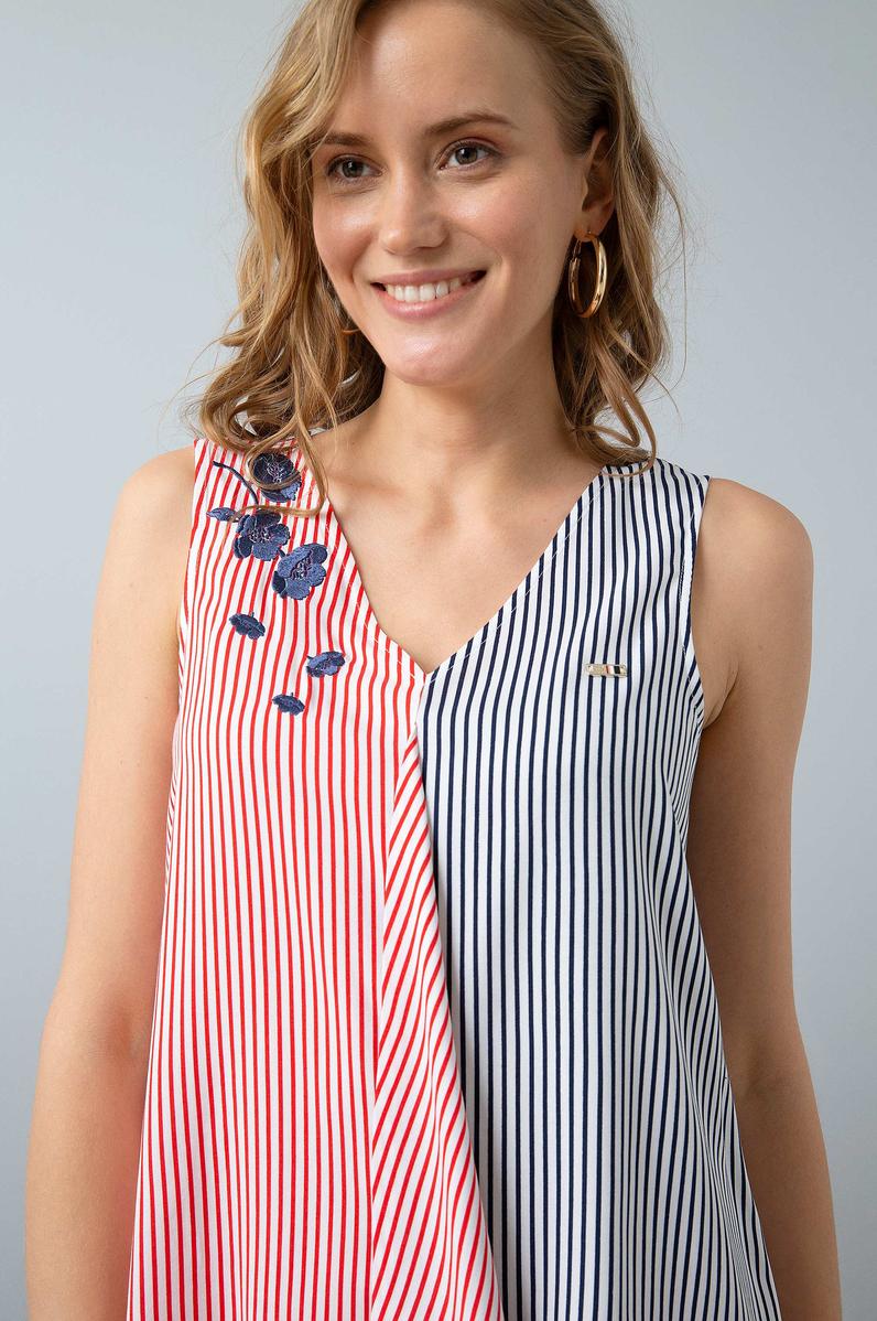 Kadın Lacivert Gömlek Kısakol