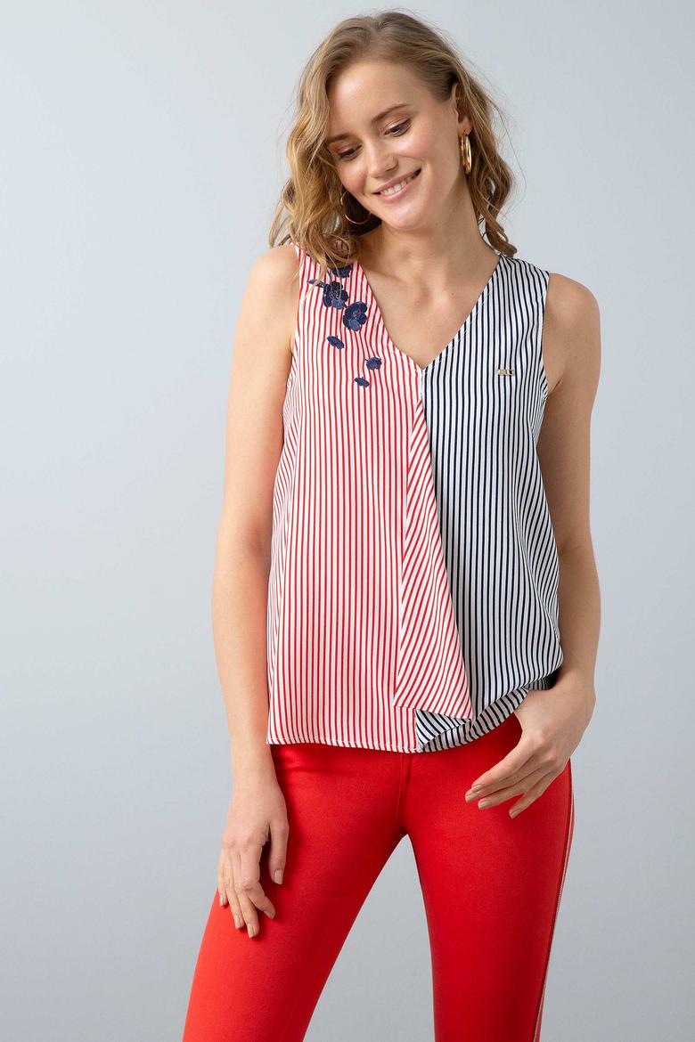 Kadın Lacivert Gömlek Kısakol - 50199148004