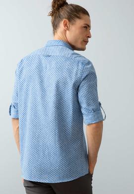 Erkek İndigo Desenli Gömlek Uzunkol - 50199150005