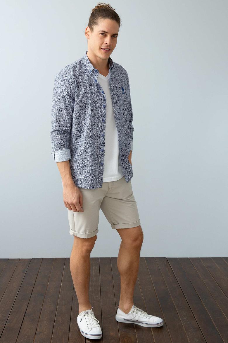 Erkek Saks Uzun Kollu Gömlek - 50199162014