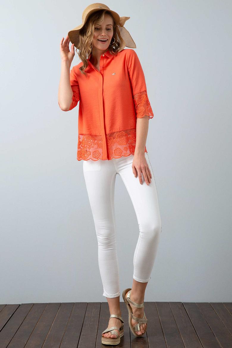 Kadın Somon Gömlek Uzunkol - 50199167011