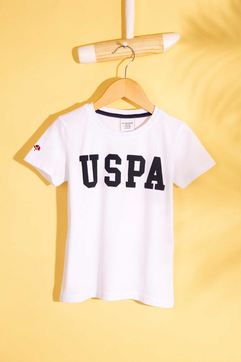 Erkek Çocuk Beyaz Bisiklet Yaka Tişört