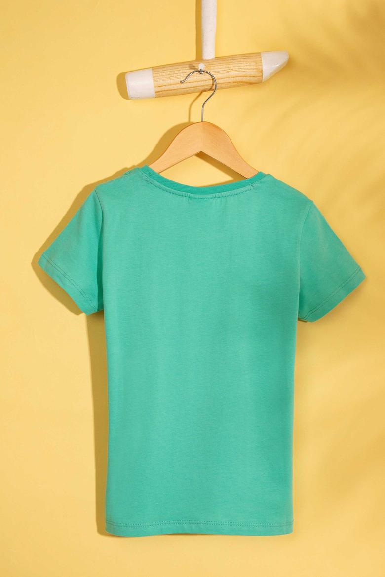 Erkek Çocuk Yeşil Bisiklet Yaka Tişört - 50199219067