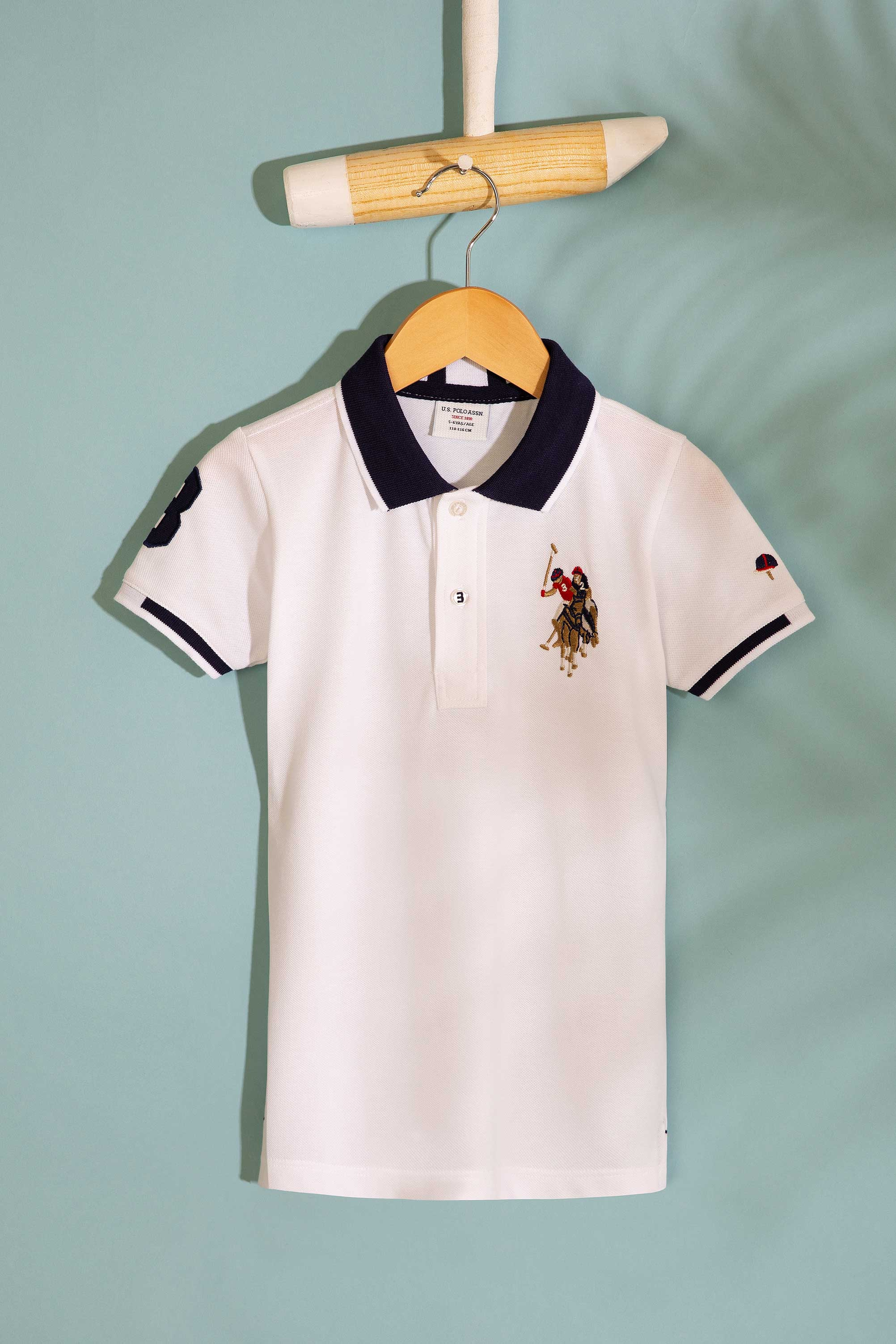 Erkek Çocuk Beyaz Polo Yaka Tişört - Image 1