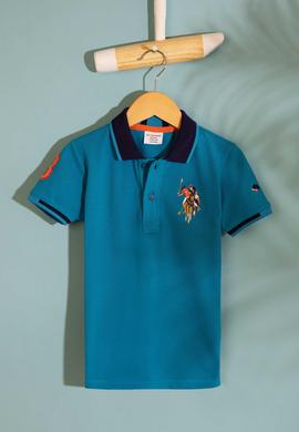 Erkek Çocuk Mavi Polo Yaka Tişört - 50199224255