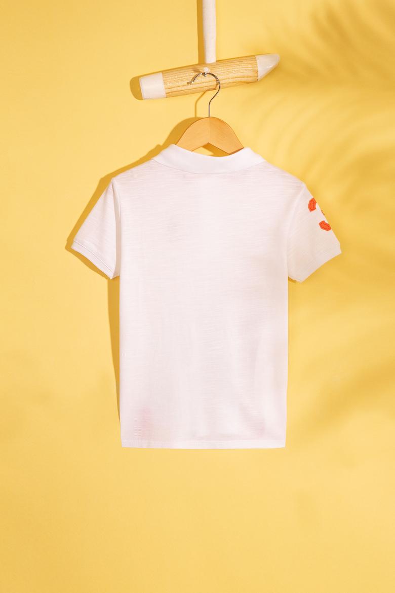 Çocuk Beyaz Bisiklet Yaka Tişört - 50199225045