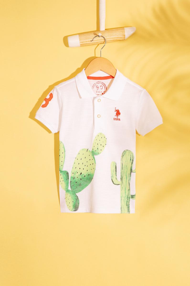 Çocuk Beyaz Bisiklet Yaka Tişört