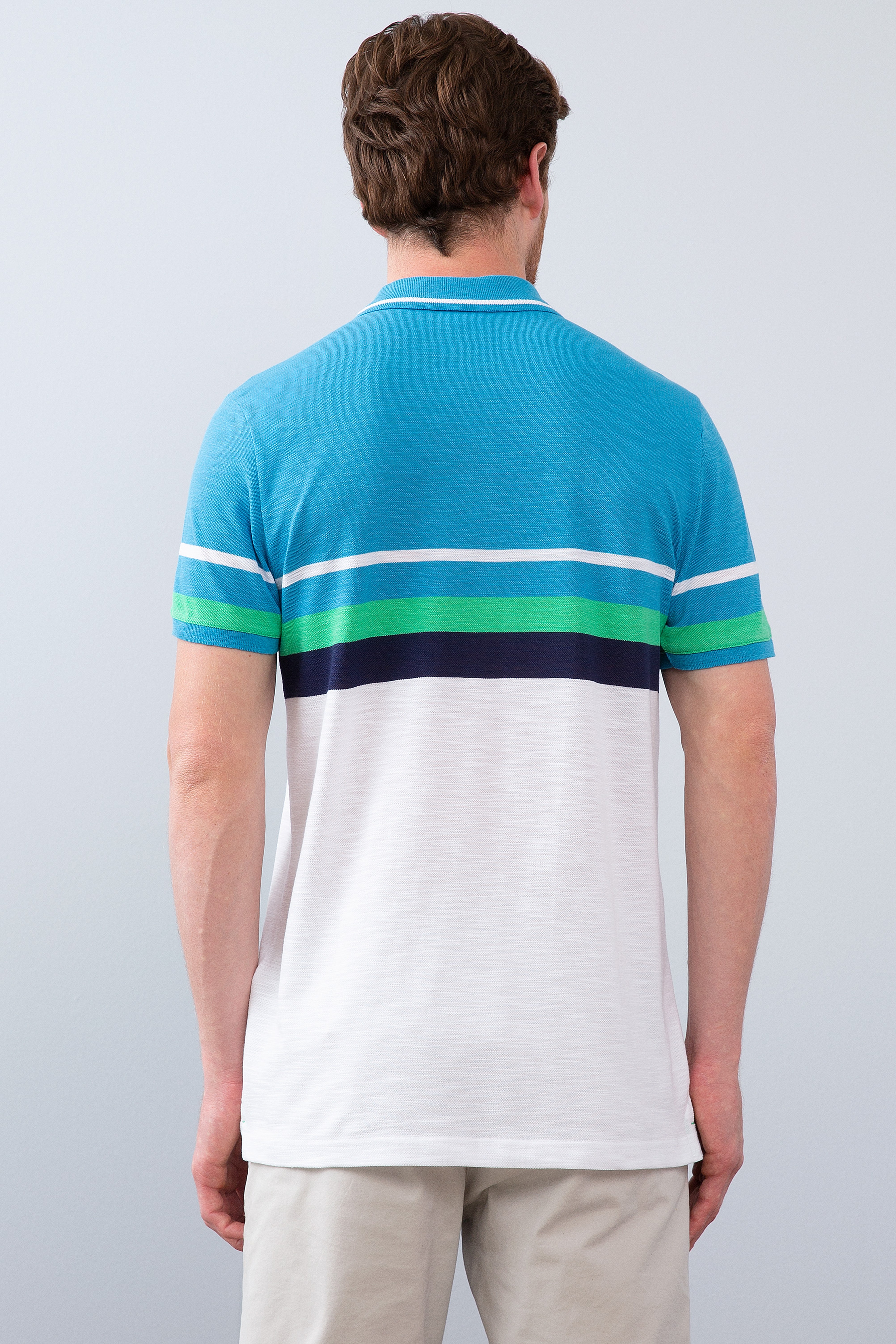 Erkek İndigo Polo Yaka T-Shirt - Image 3