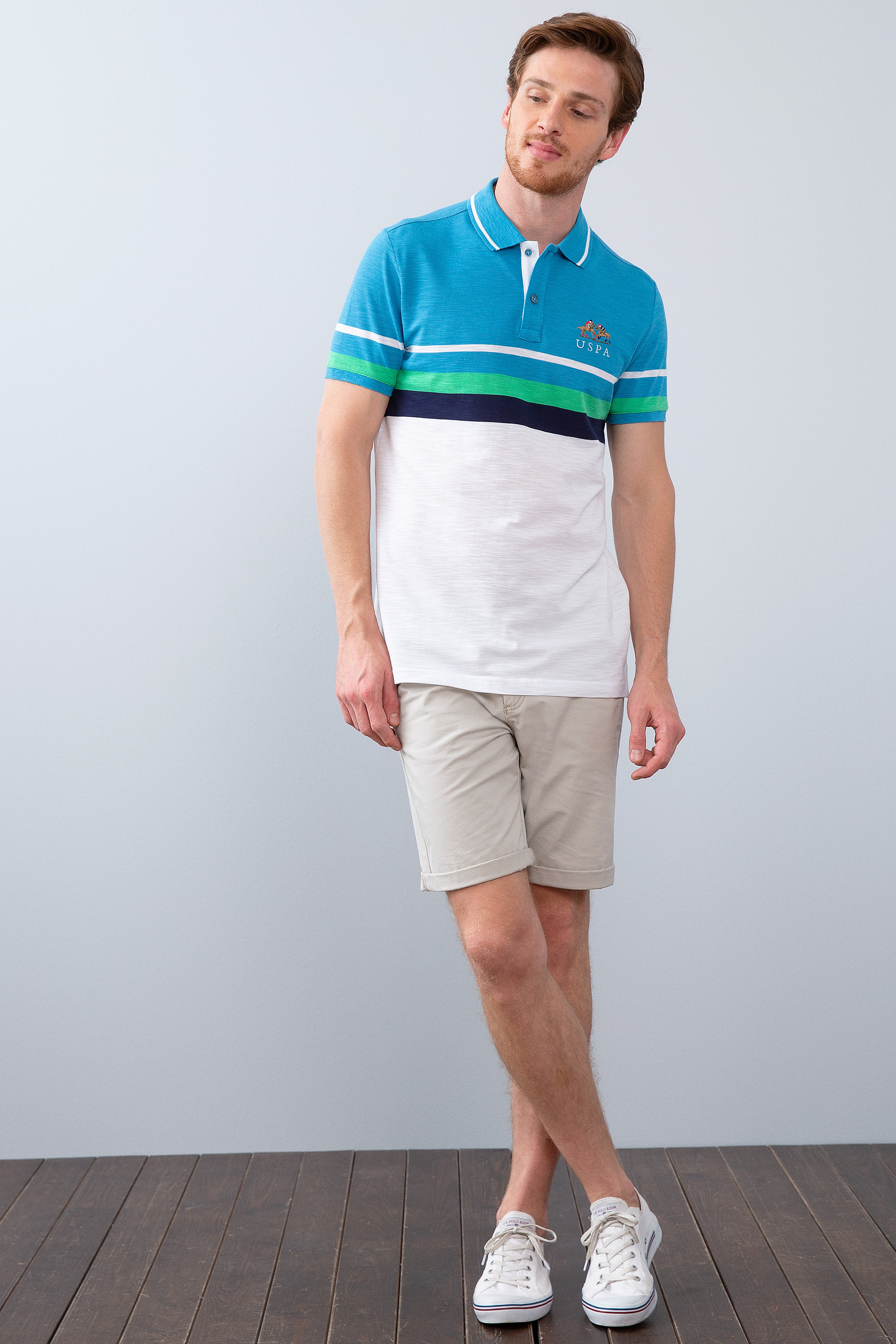 Erkek İndigo Polo Yaka T-Shirt