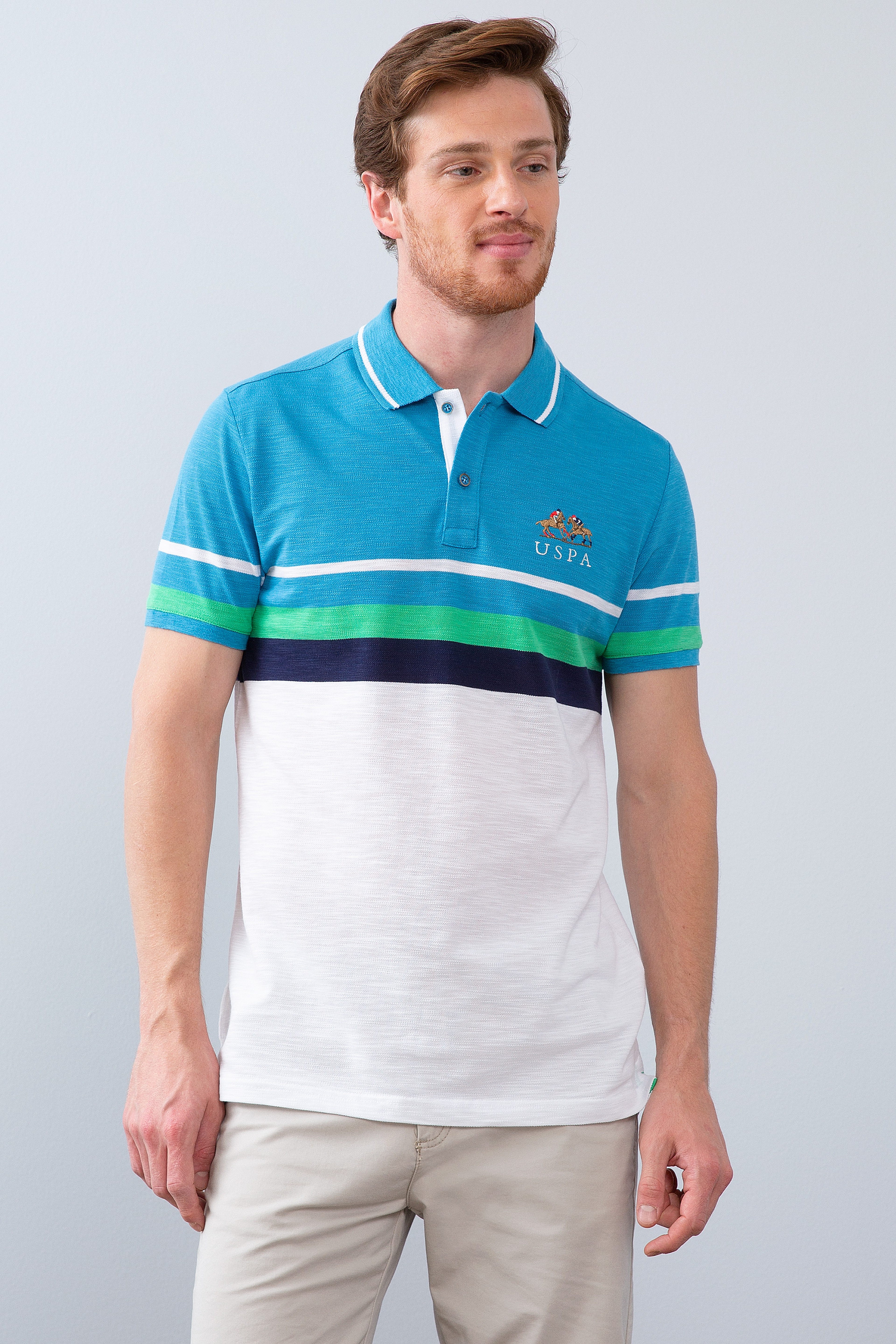 Erkek İndigo Polo Yaka T-Shirt - Image 1