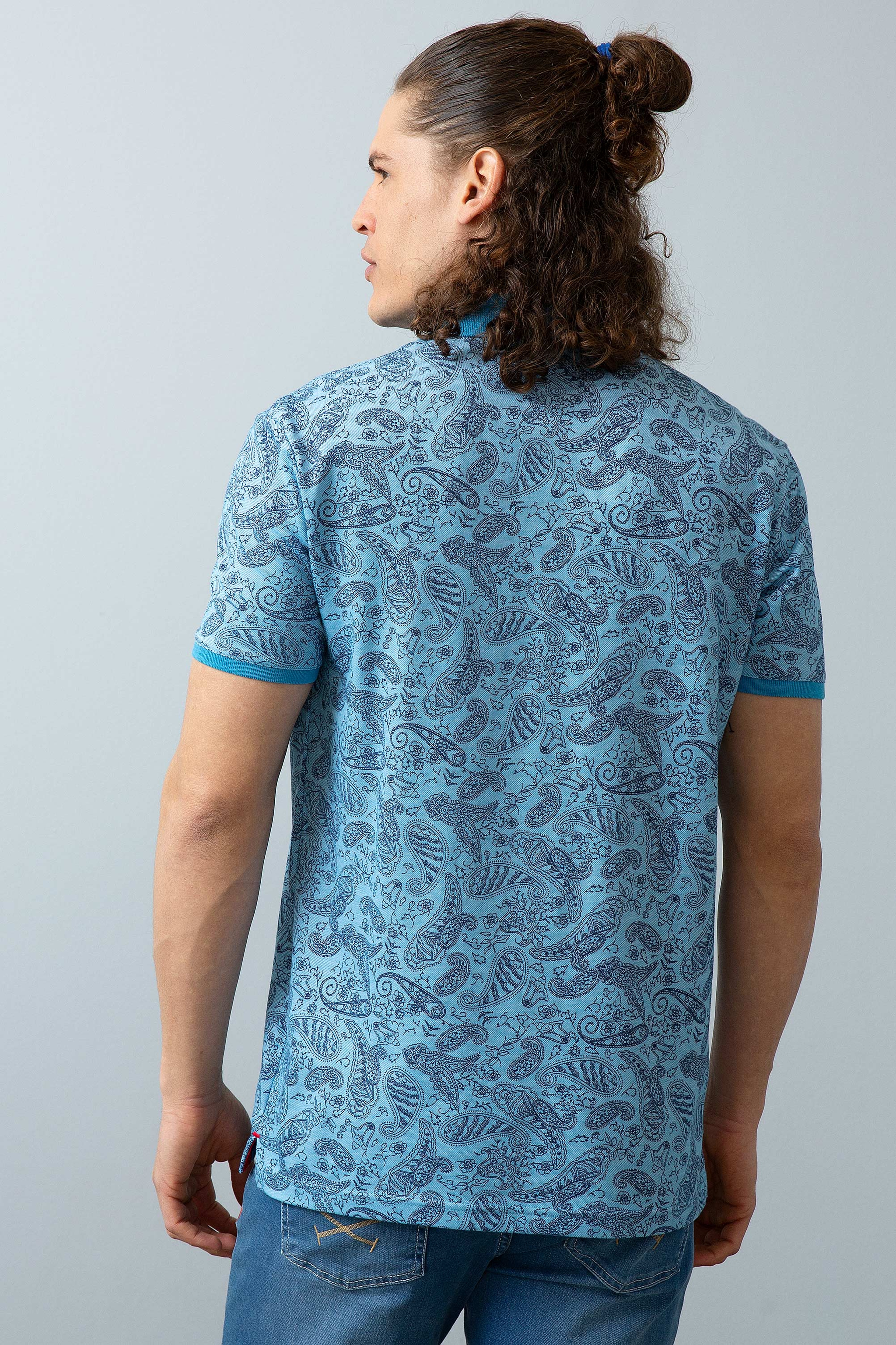 Erkek Koyu İndigo Polo Yaka T-Shirt - Image 4