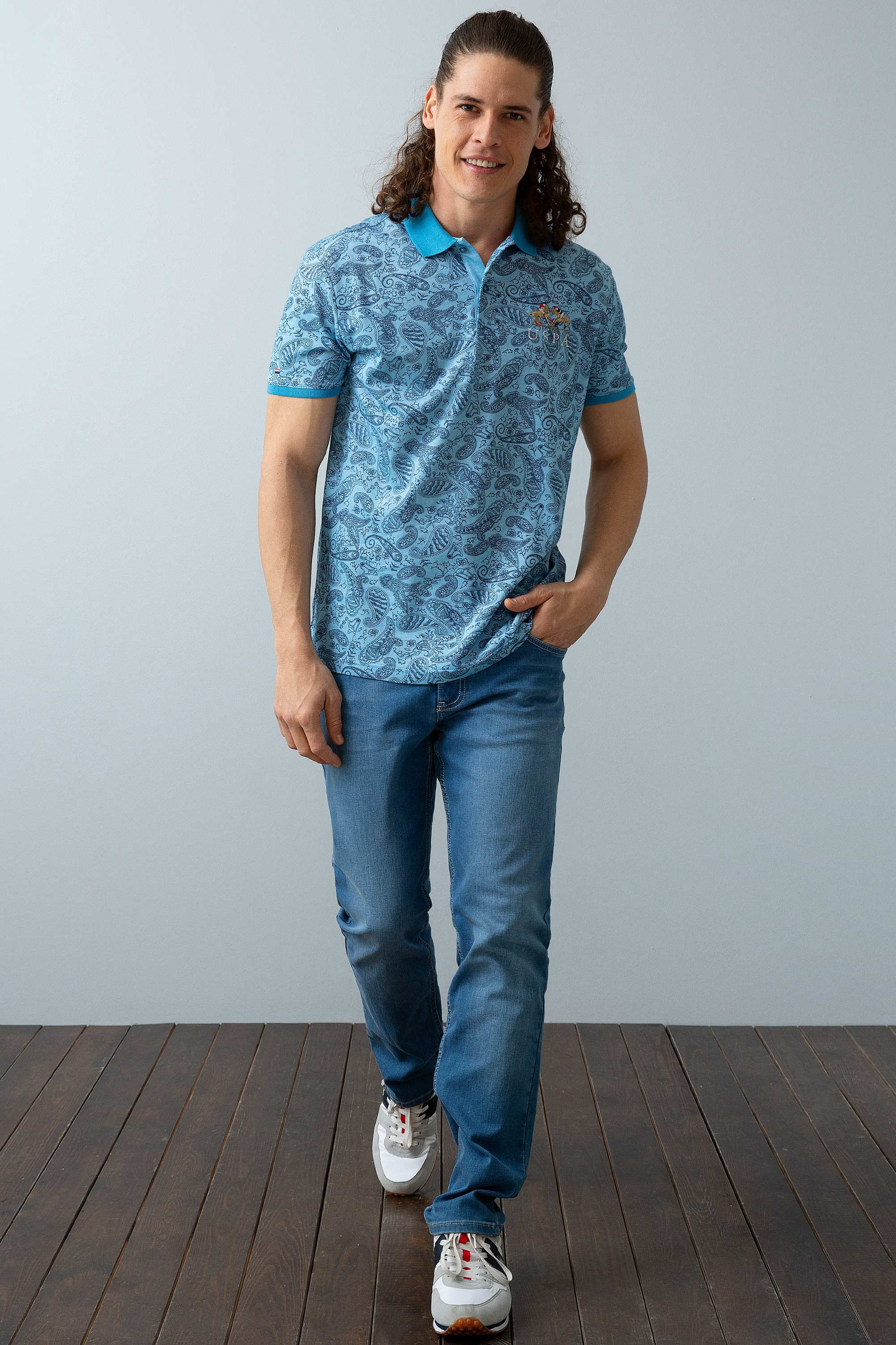 Erkek Koyu İndigo Polo Yaka T-Shirt - Image 3
