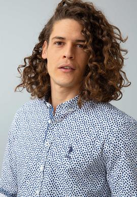 Erkek Mavi Desenli Gömlek Uzunkol - 50199499016