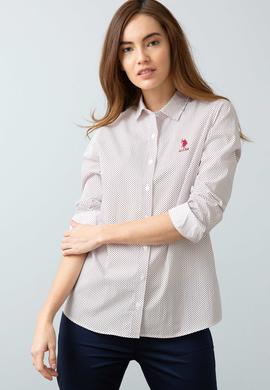 Kadın Bordo Desenli Gömlek Uzunkol - 50199594018