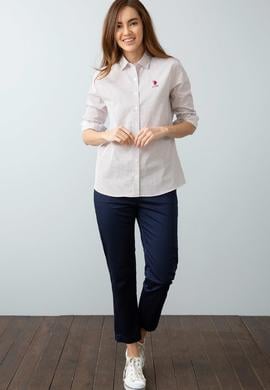 Kadın Bordo Desenli Gömlek Uzunkol - 50199594018