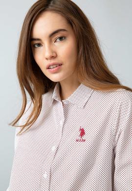 Kadın Bordo Desenli Gömlek Uzunkol - 50199594018