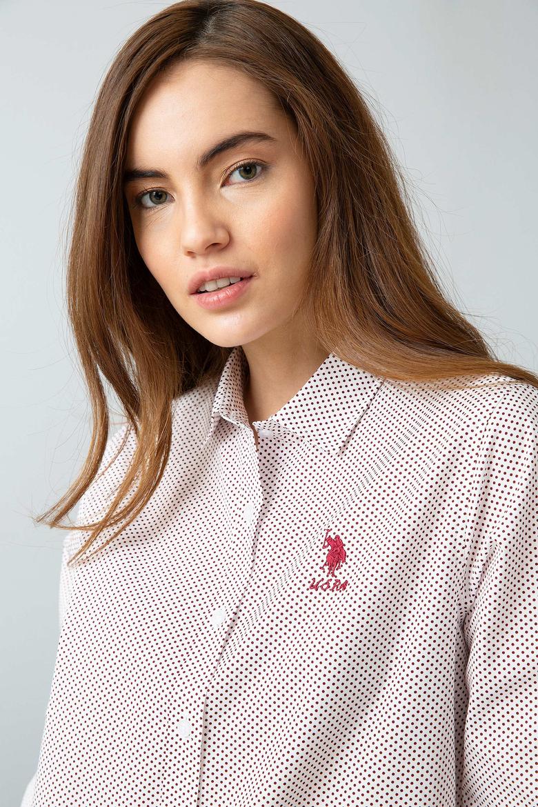 Kadın Bordo Desenli Gömlek Uzunkol - 50199594018