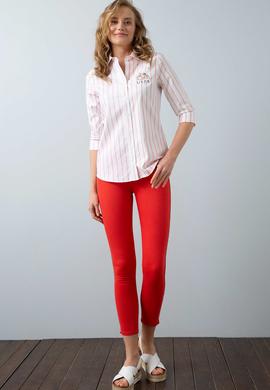 Kadın Pembe Çizgili Gömlek Uzunkol - 50199615010