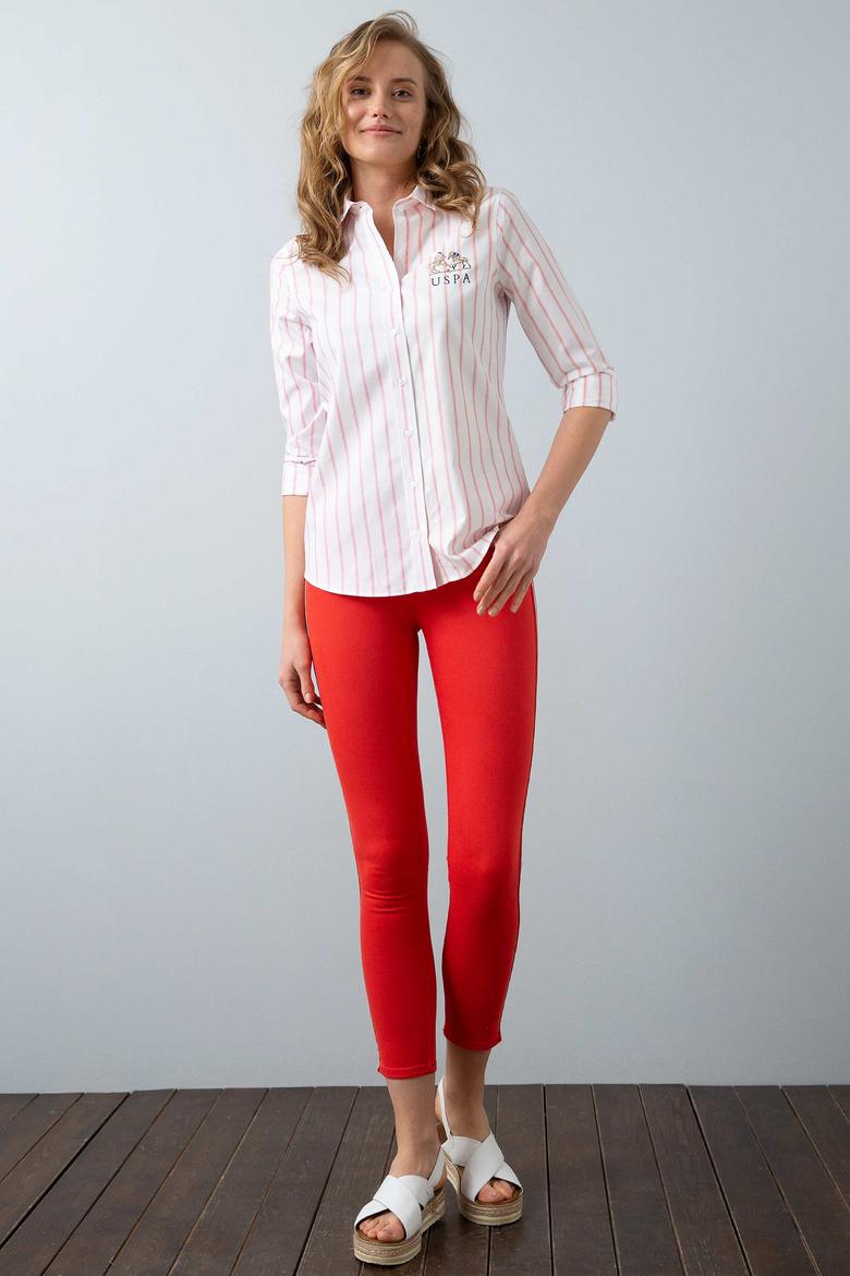 Kadın Pembe Çizgili Gömlek Uzunkol - 50199615010