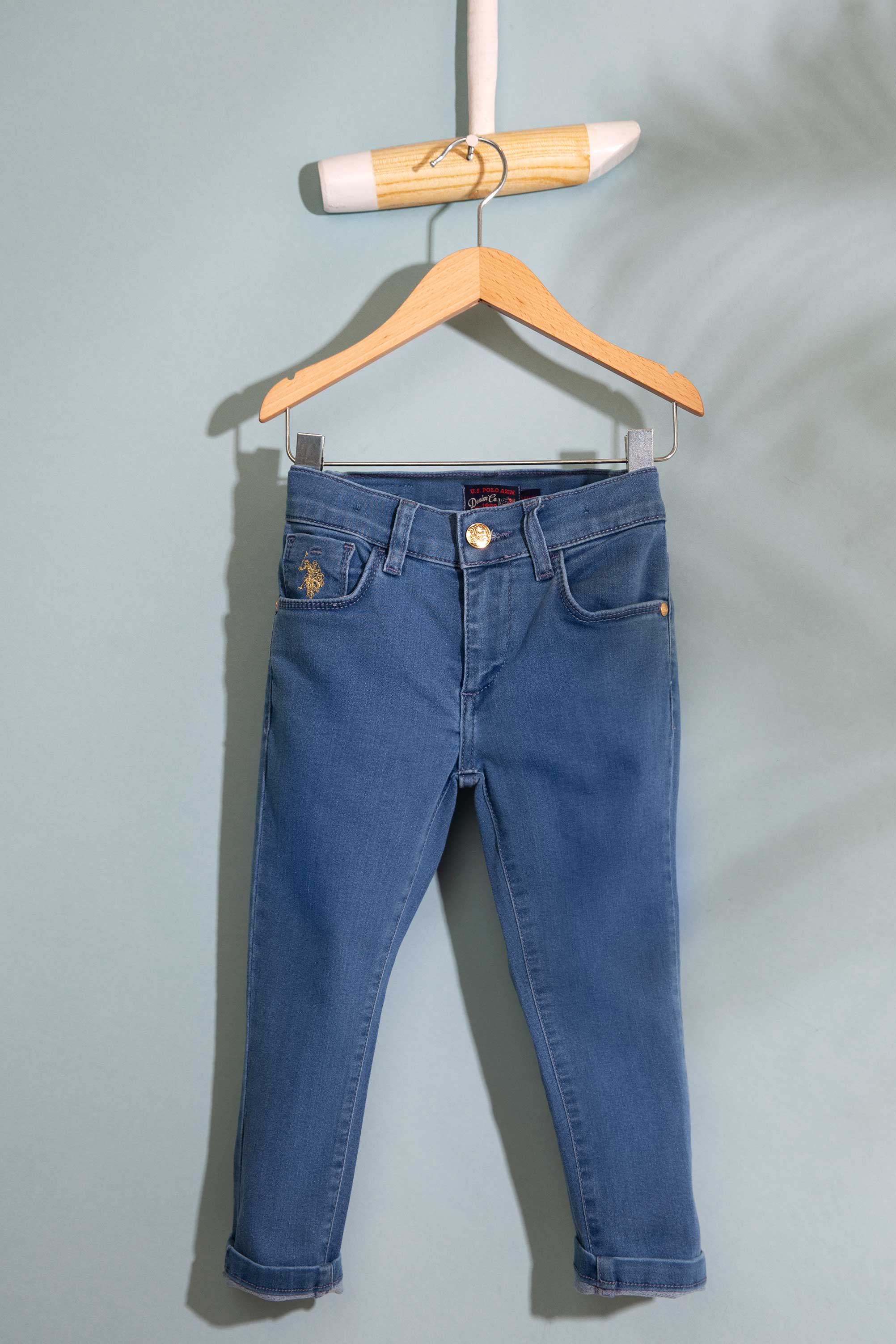 Kız Çocuk Mavi Denim Pantolon