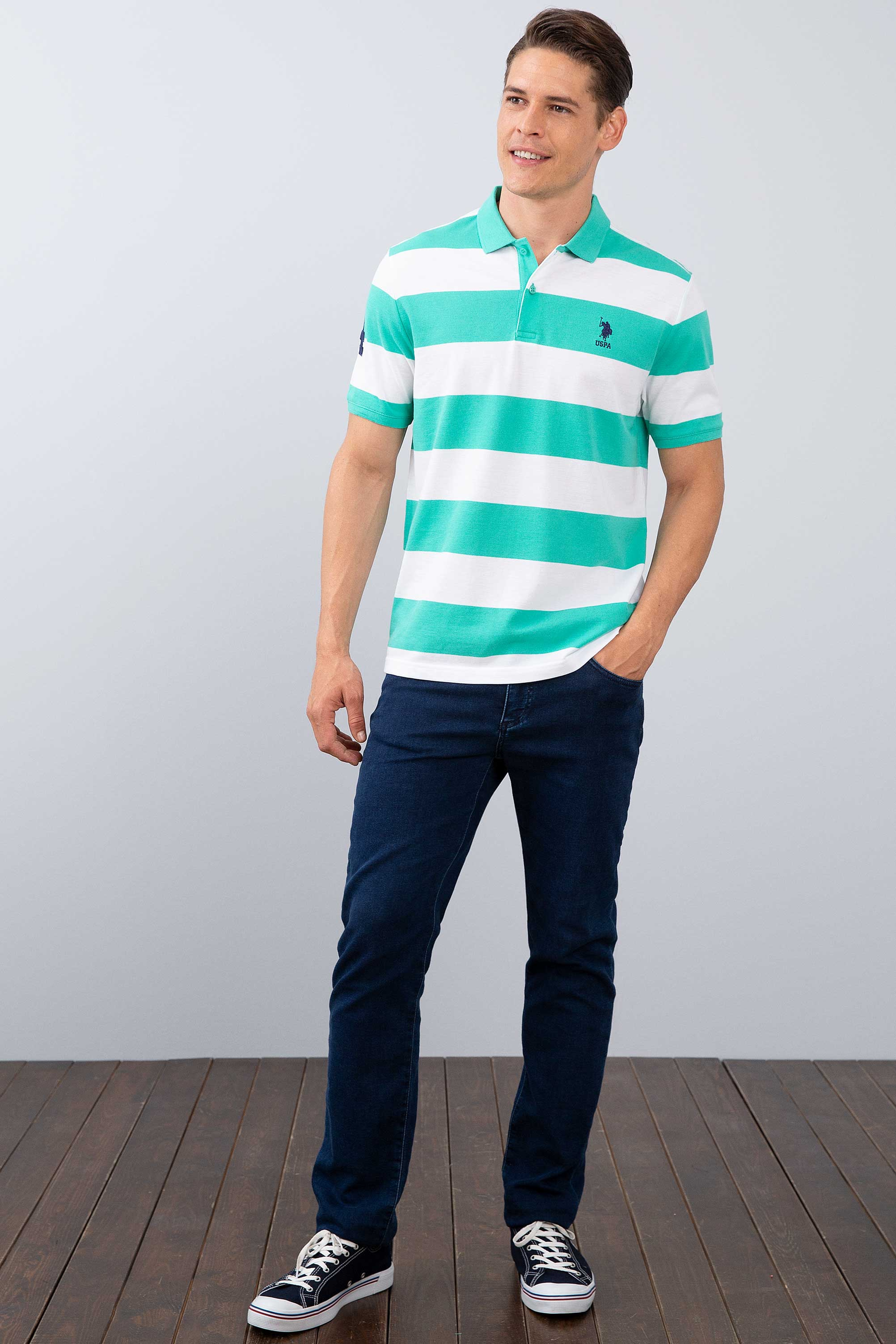 Erkek Mint Yeşili Polo Yaka T-Shirt - Image 5