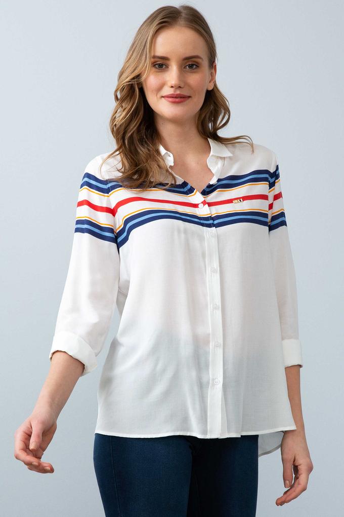 Kadın Lacivert Gömlek Uzunkol