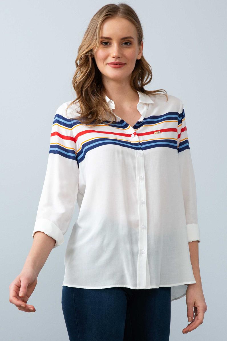 Kadın Lacivert Gömlek Uzunkol