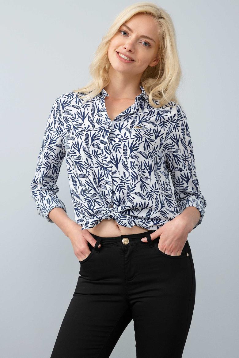 Kadın Lacivert Gömlek Uzunkol