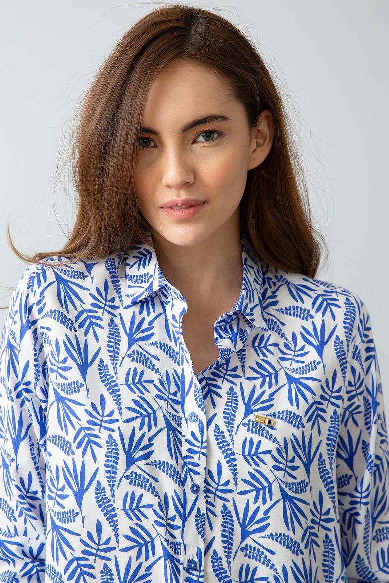 Kadın Mavi Gömlek Uzunkol - 50199659010