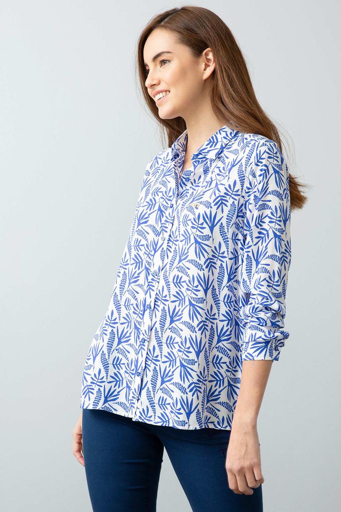 Kadın Mavi Gömlek Uzunkol