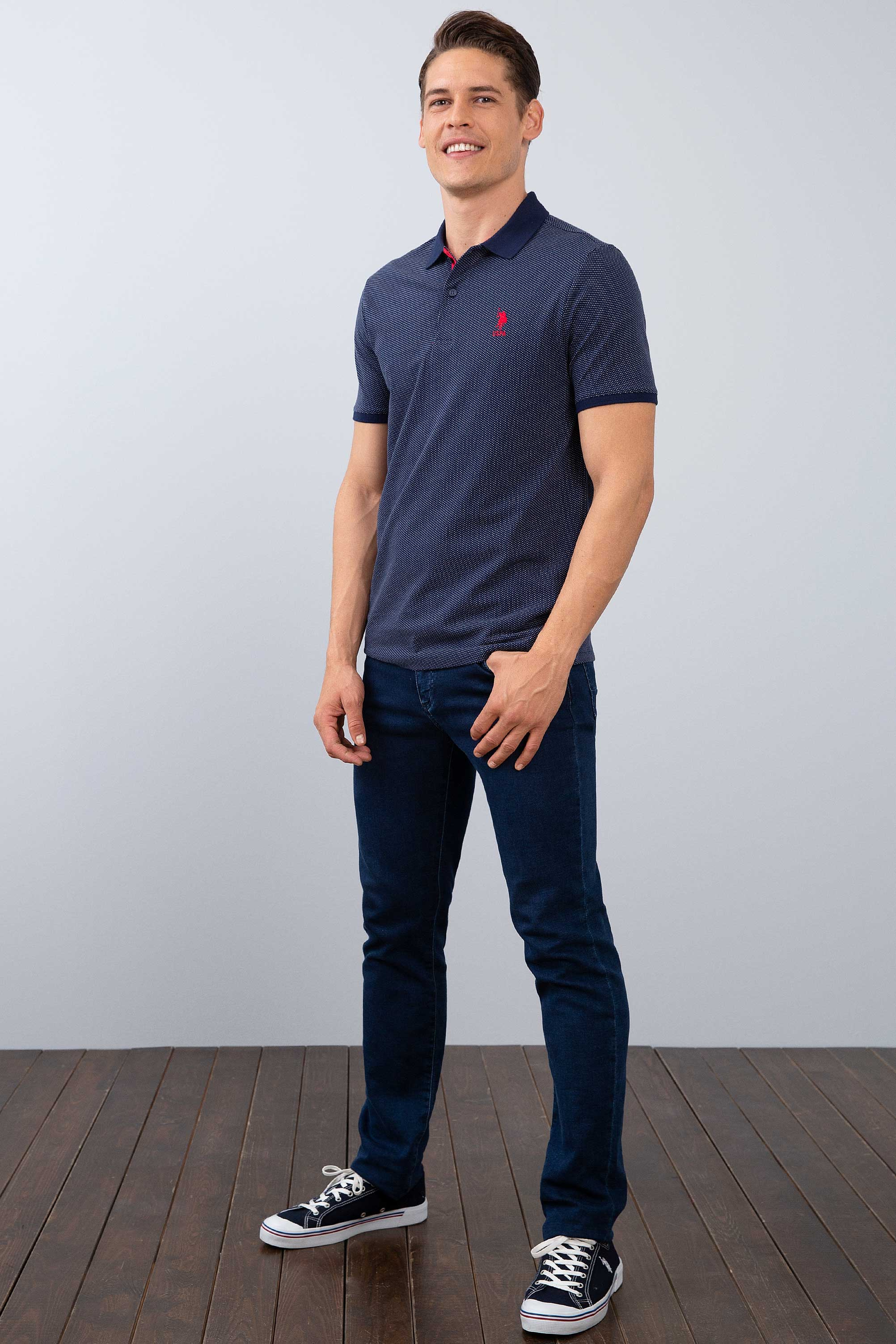 Erkek Lacivert Polo Yaka T-Shirt - Image 5