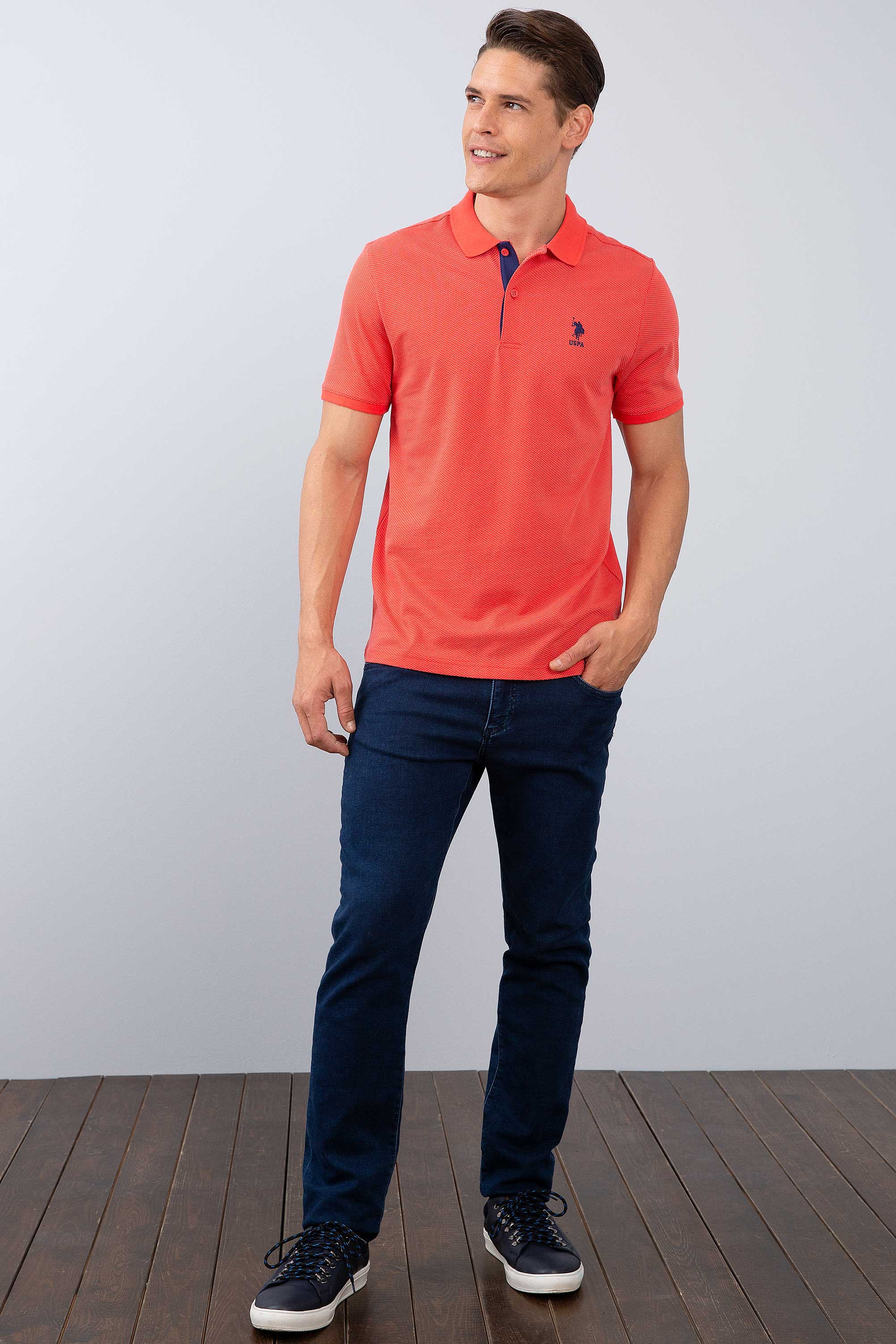 Erkek Nar Çiçeği Polo Yaka T-Shirt - Image 4