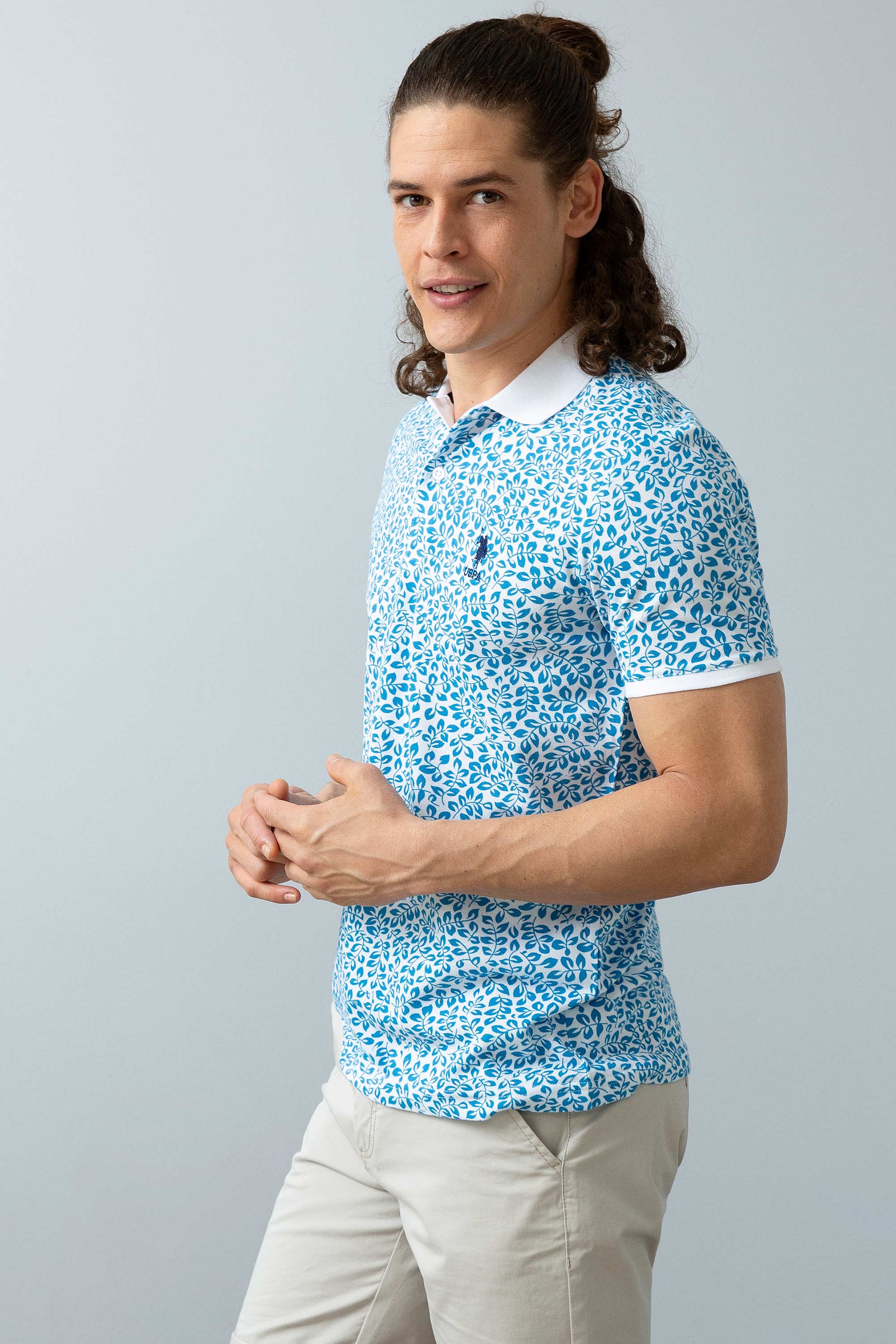 Erkek İndigo Polo Yaka T-Shirt - Image 1