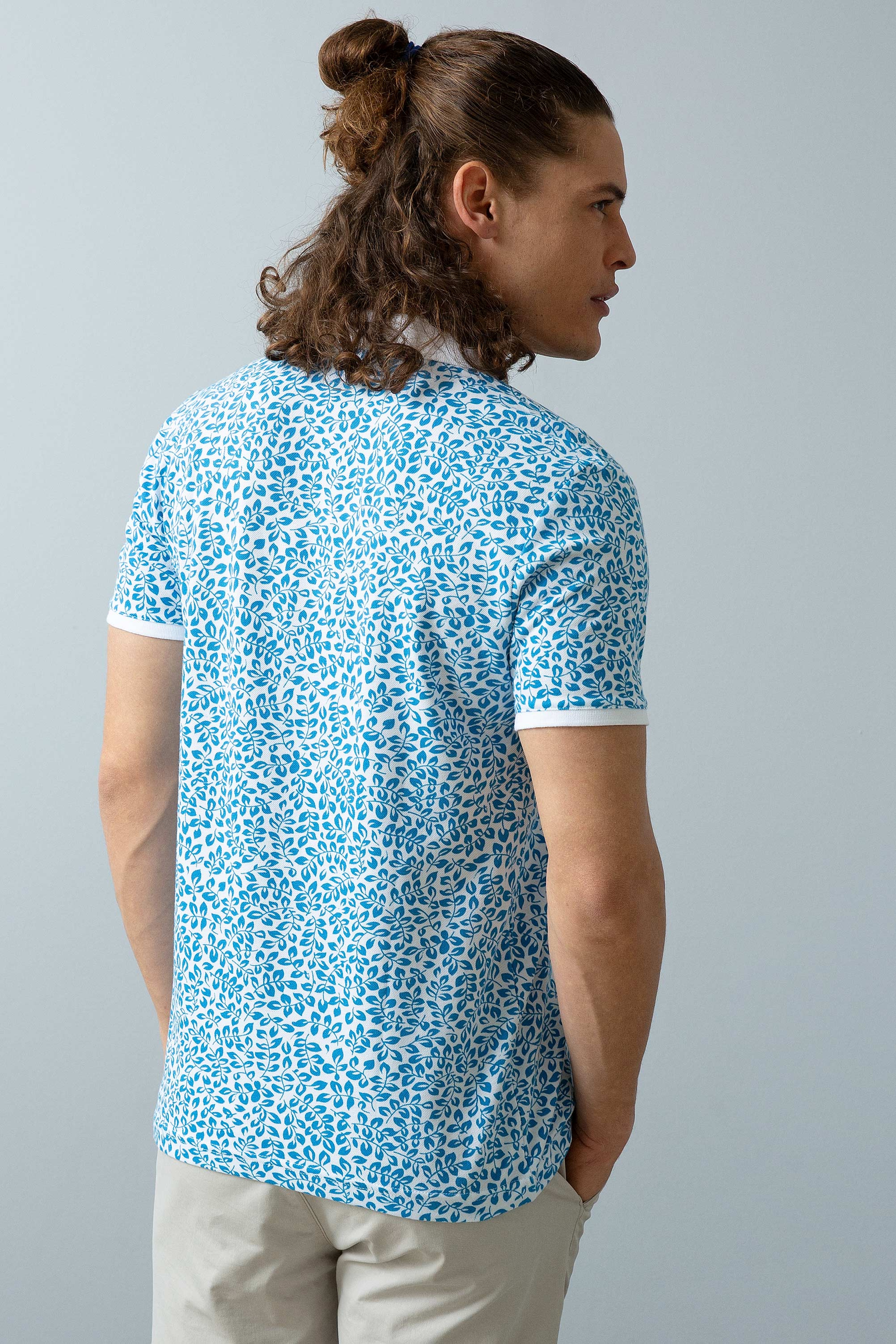 Erkek İndigo Polo Yaka T-Shirt - Image 4