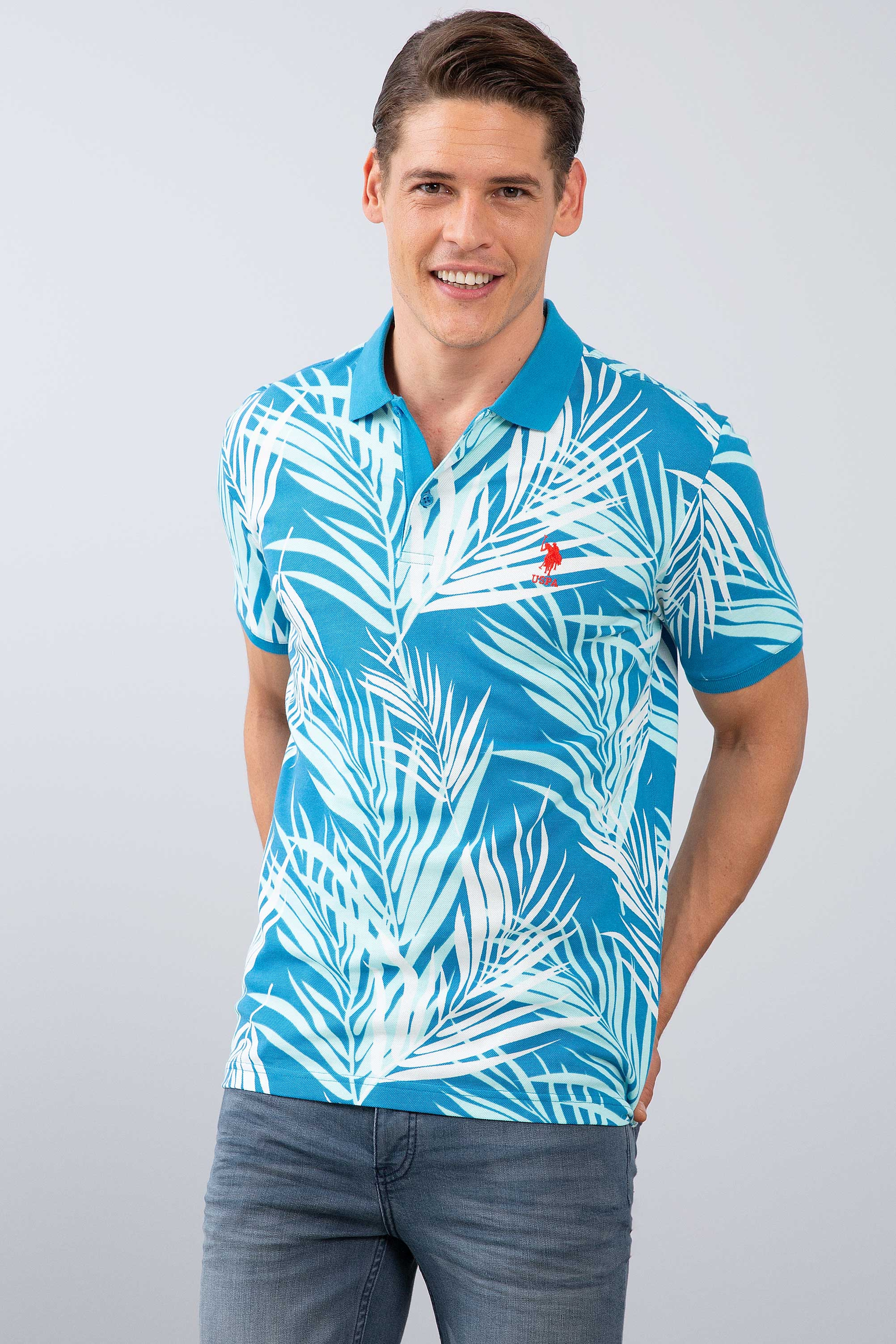 Erkek İndigo Polo Yaka T-Shirt - Image 1