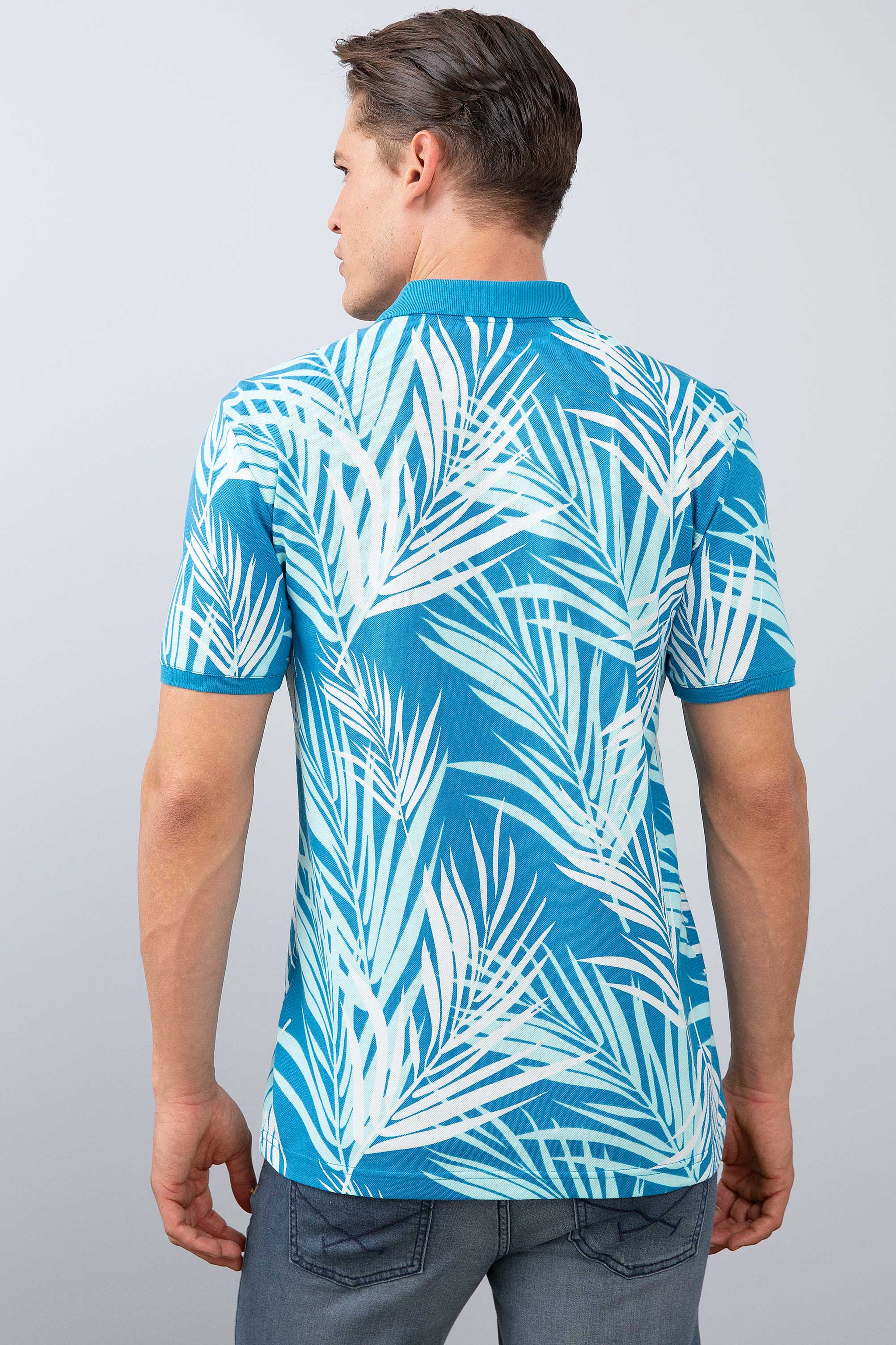 Erkek İndigo Polo Yaka T-Shirt - Image 3