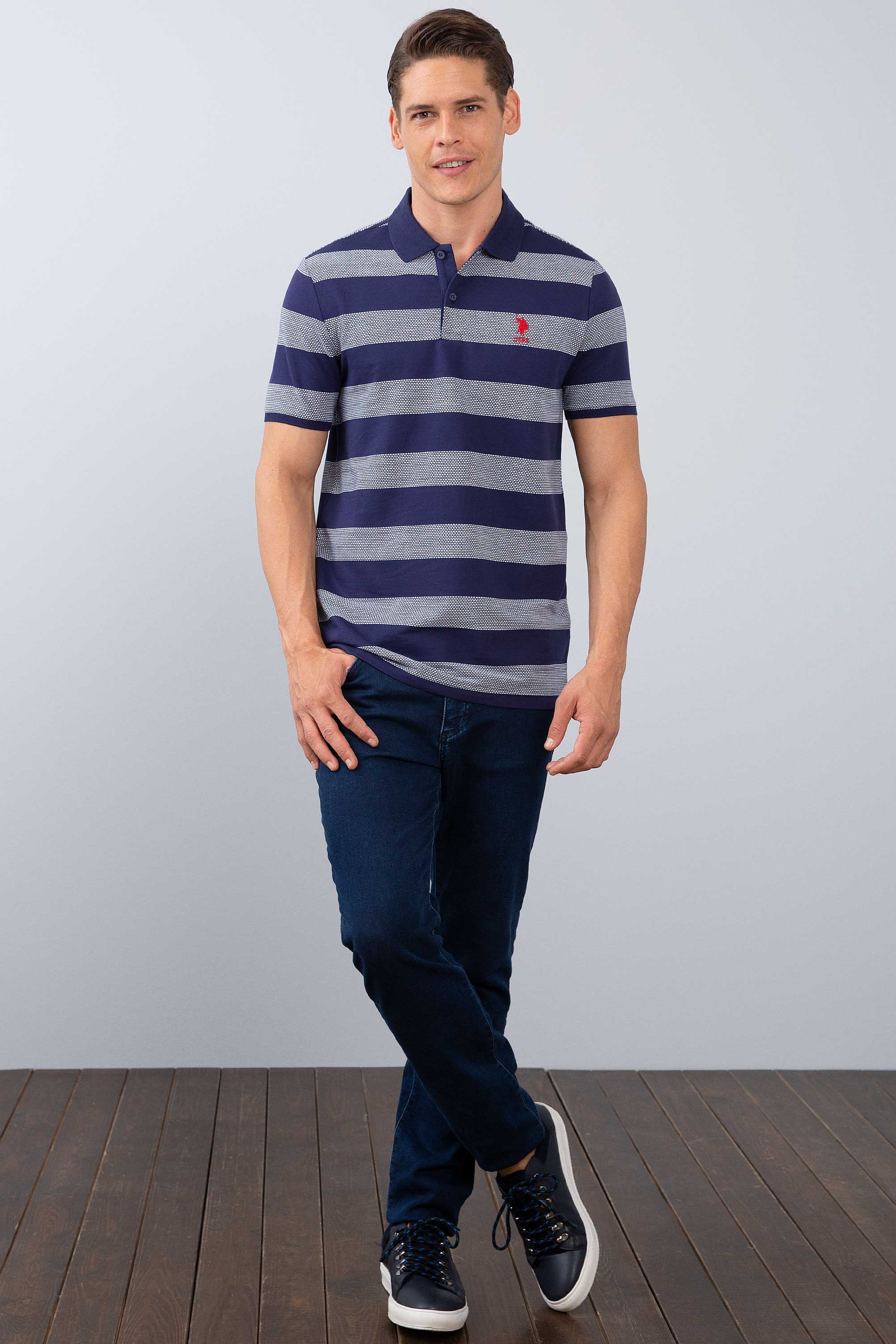 Erkek Lacivert Polo Yaka T-Shirt - Image 4