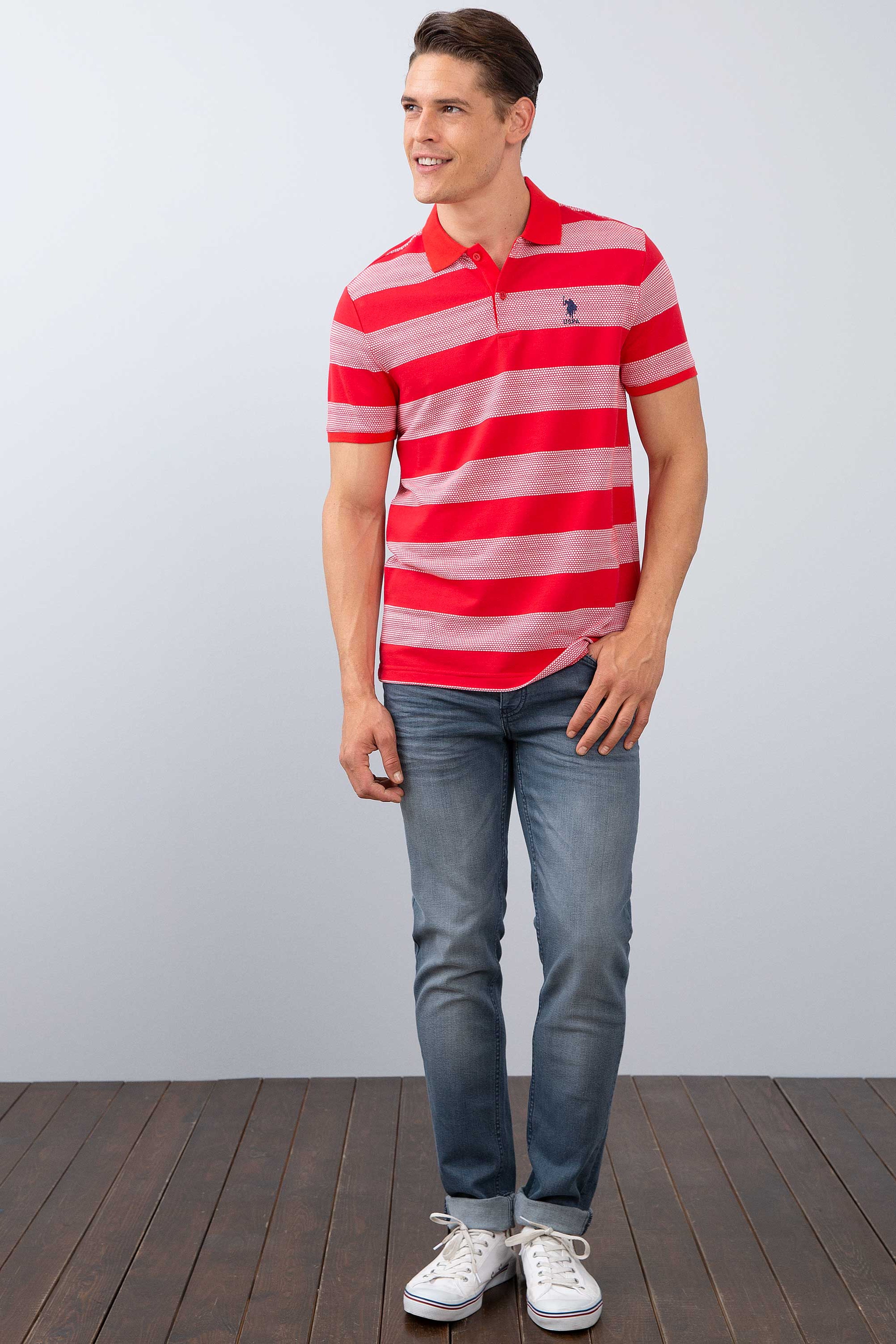 Erkek Kırmızı Polo Yaka T-Shirt - Image 4
