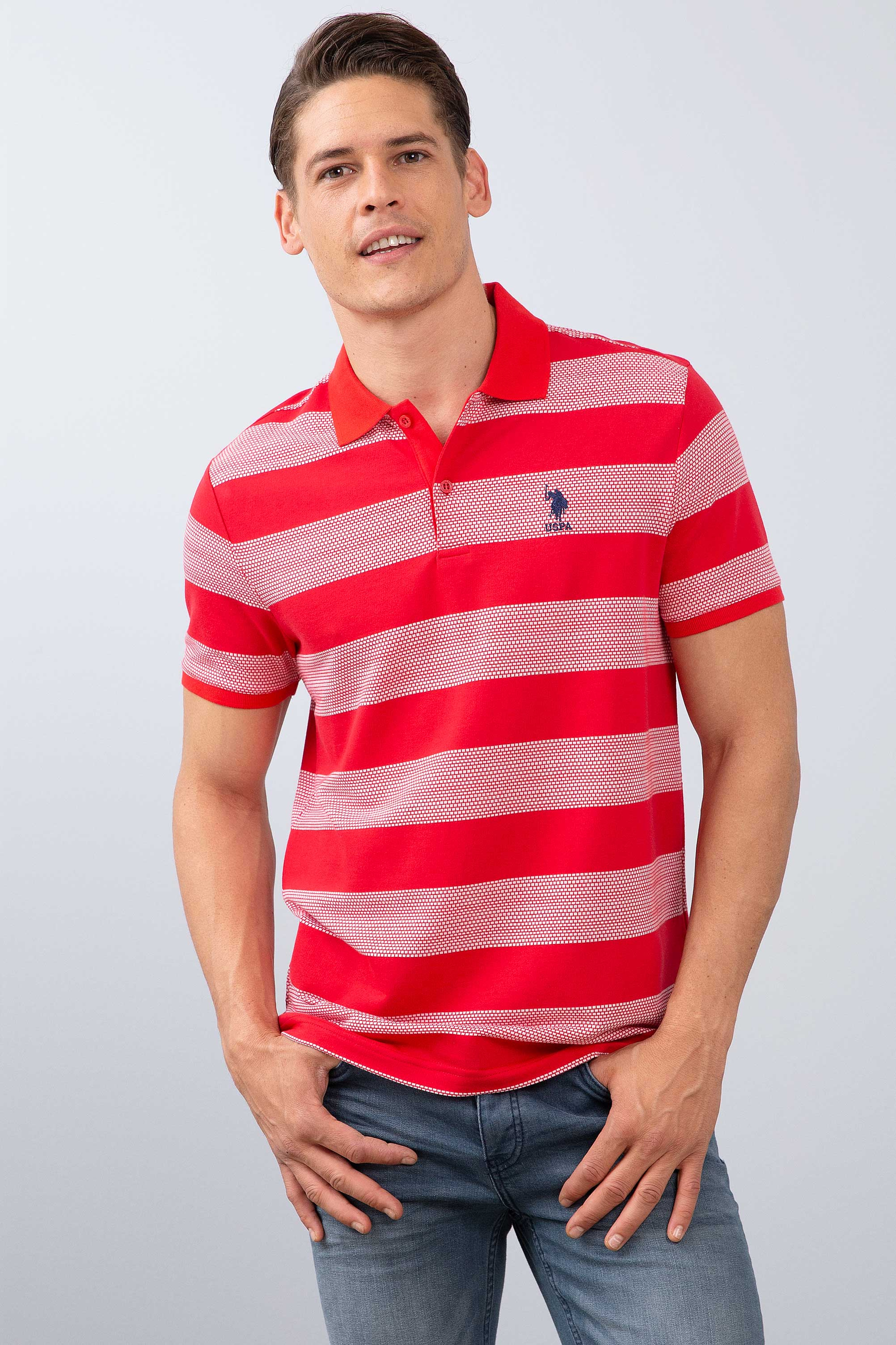 Erkek Kırmızı Polo Yaka T-Shirt - Image 2