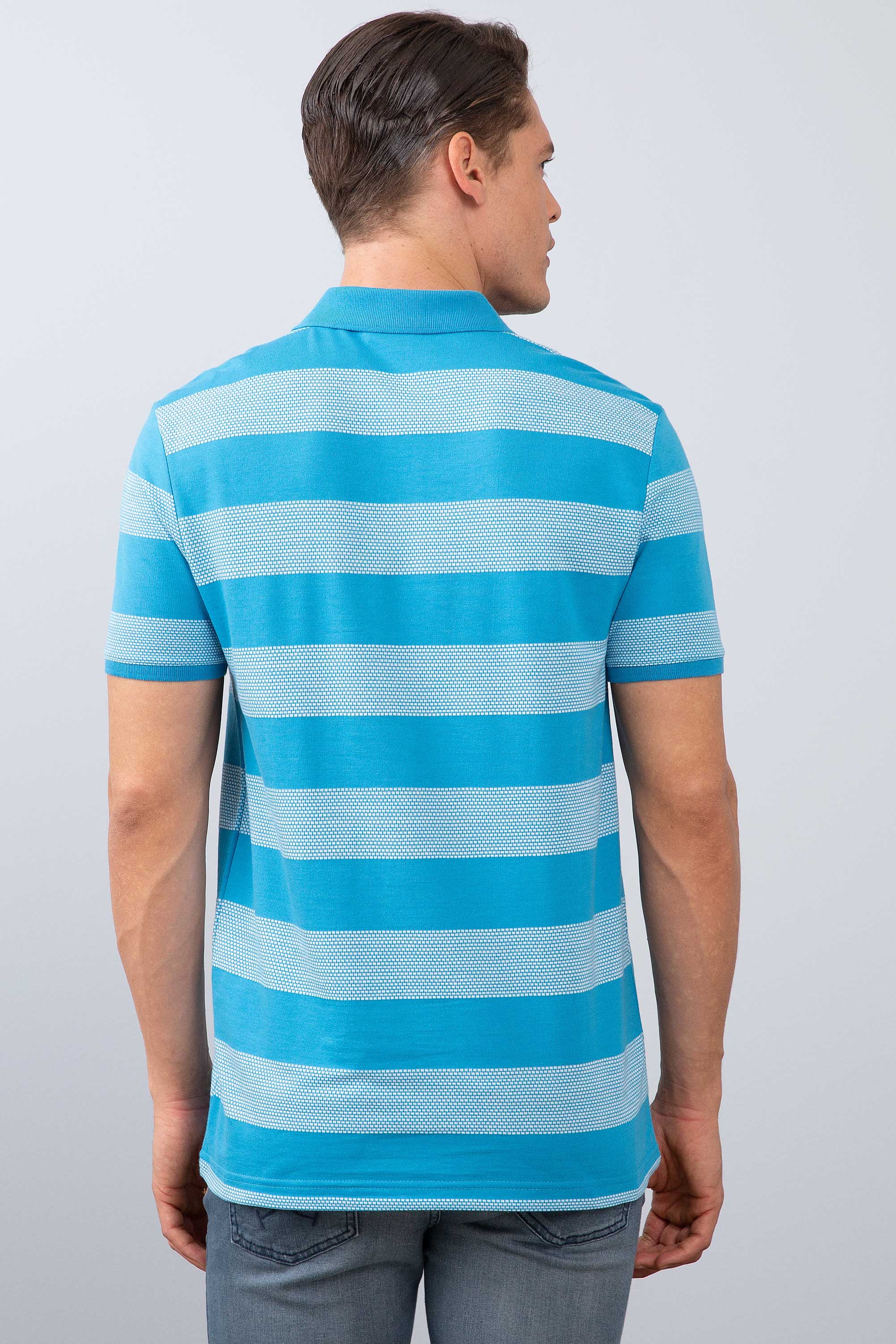 Erkek İndigo Polo Yaka T-Shirt