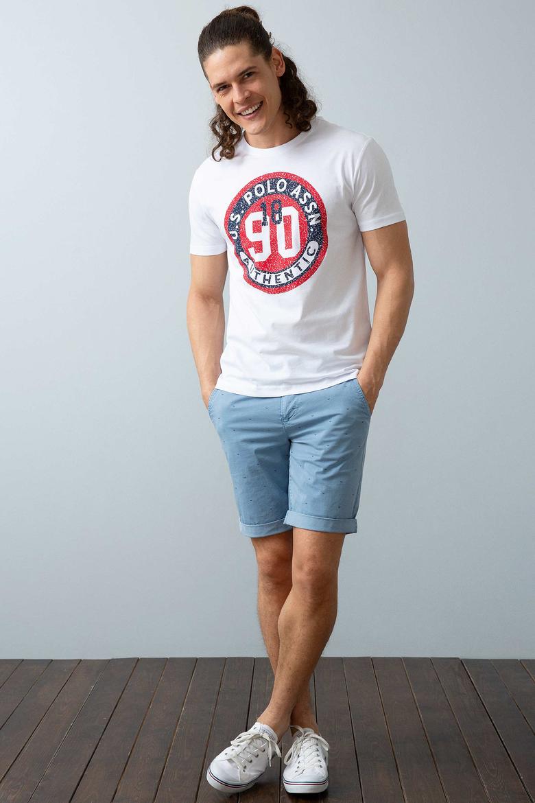 Erkek Beyaz Bisiklet Yaka T-Shirt - 50199701006