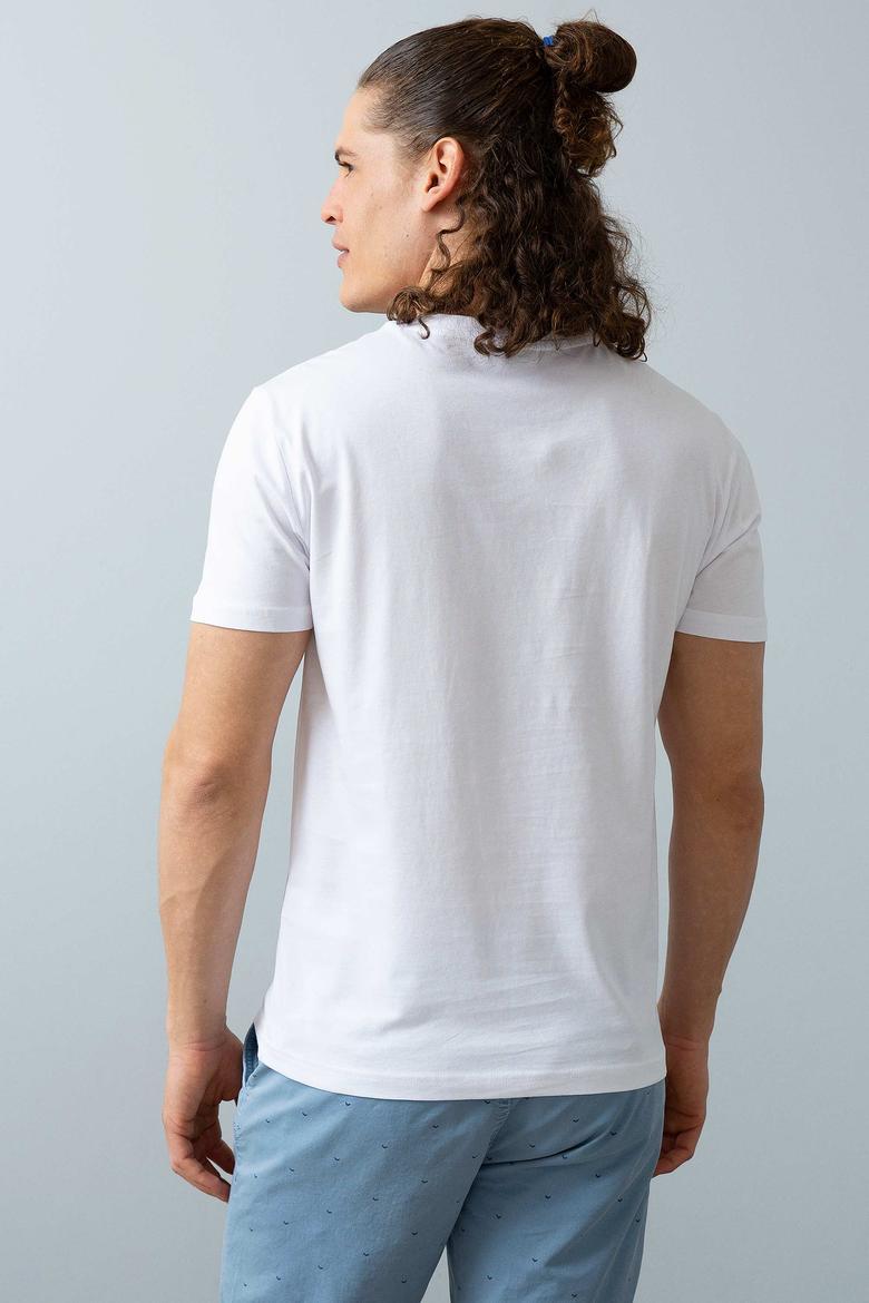 Erkek Beyaz Bisiklet Yaka T-Shirt - 50199701006