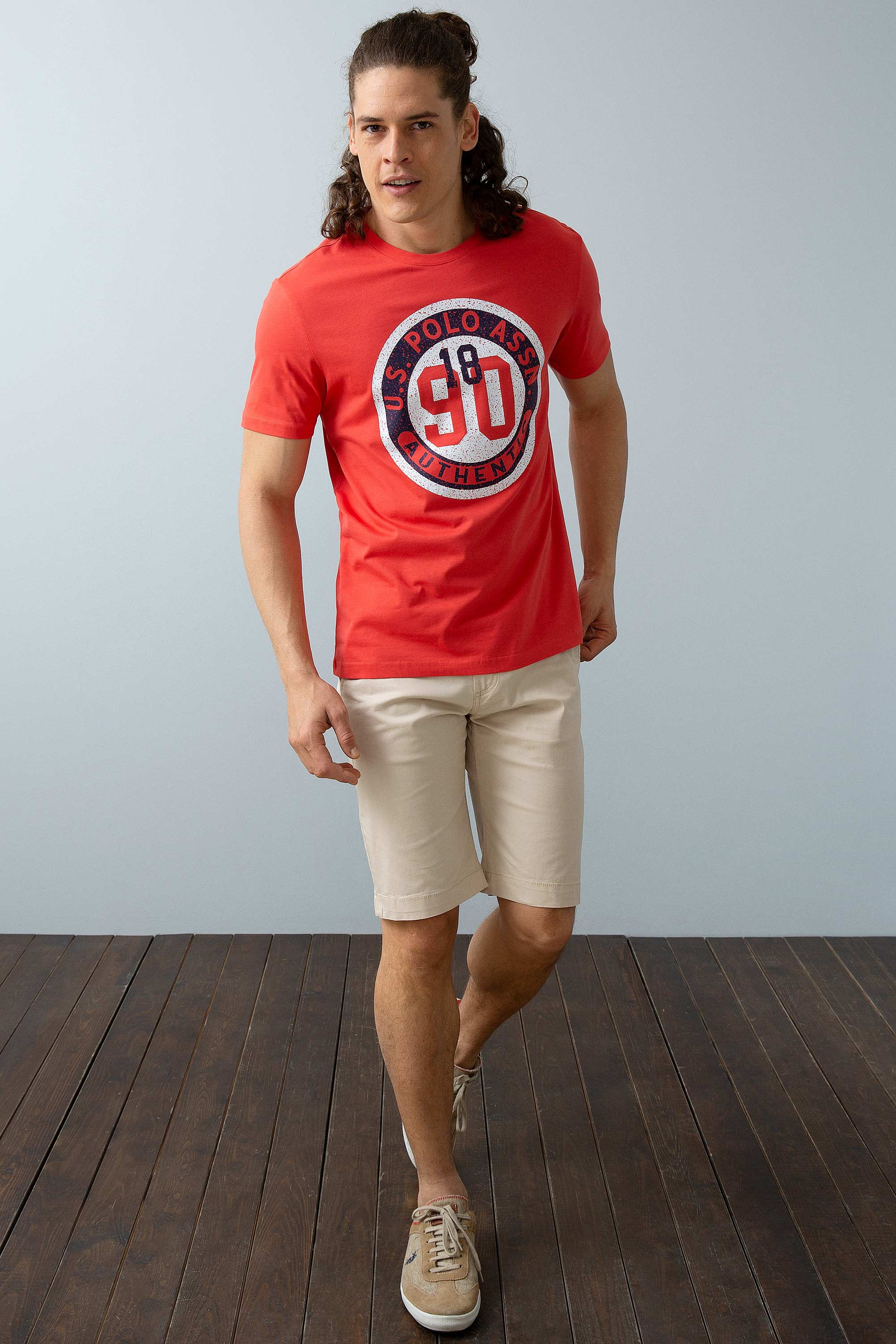 Erkek Nar Çiçeği Bisiklet Yaka T-Shirt - Image 3