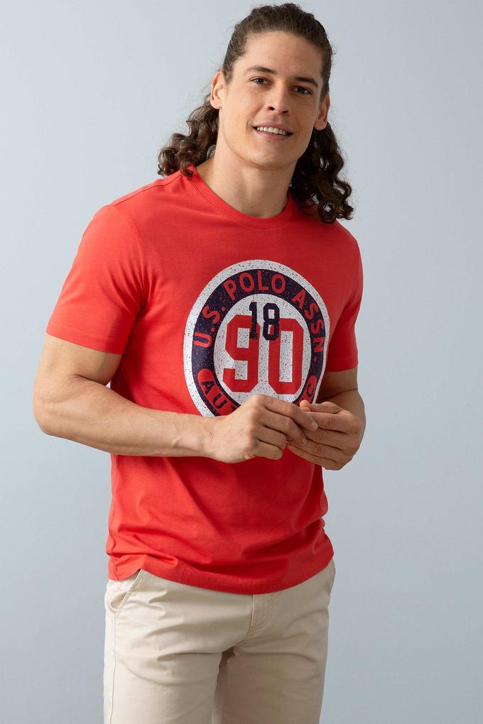 Erkek Nar Çiçeği Bisiklet Yaka T-Shirt